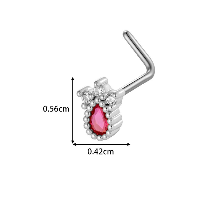 1 Piece Flower Copper Gold Color Zircon Nose Stud thumbnail 2
