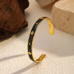 1 Piece Enamel Stainless Steel Waterproof Gold Color Cuff Bracelet thumbnail 4
