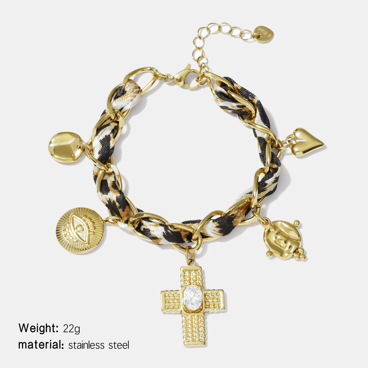 Customize Devil's Eye Heart Cross Stainless Steel Waterproof Women's Charm Bracelets - 1