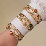1 Piece Luxurious Ladybird Stainless Steel Waterproof Gold Color Zircon Women's Cuff Bracelets thumbnail 3