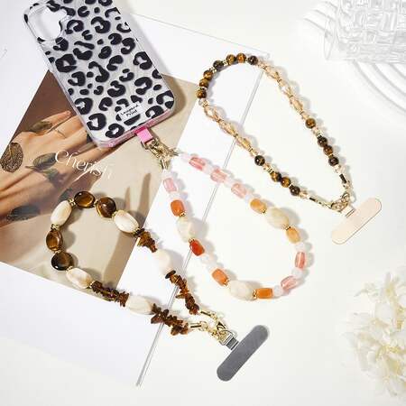 1 Piece Classic Beads Natural Stones Acrylic Phone Chain 2