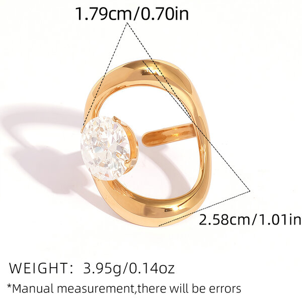 1 Piece Retro Irregular Shape Stainless Steel Waterproof Gold Color Women‘s Gemstone Rings - 1
