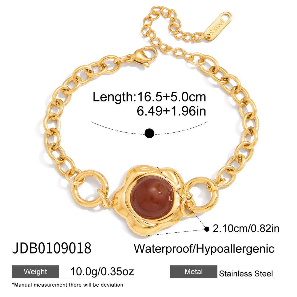 1 Piece Luxurious Flower Stainless Steel Waterproof Gold Color Acrylic Women's Chain Bracelets thumbnail 2