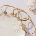 1 Piece Exquisite Shell Stainless Steel Waterproof Gold Color Zircon Women's Cuff Bracelets thumbnail 3