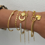 1 Piece Simple Retro Heart Moon Stainless Steel Waterproof Gold Color Women's Jewelry Sets thumbnail 4