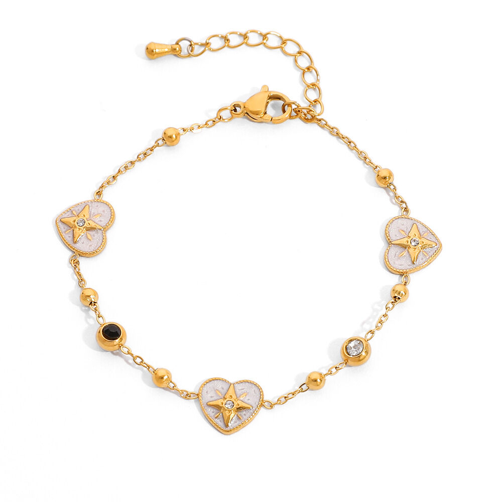 1 Piece  Daily Heart Star Circle Stainless Steel Waterproof Women's Chain Bracelets thumbnail 4