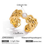 1 Piece Modern Hollowed-out Stainless Steel Waterproof Gold Color Women's Gemstone Rings thumbnail 2