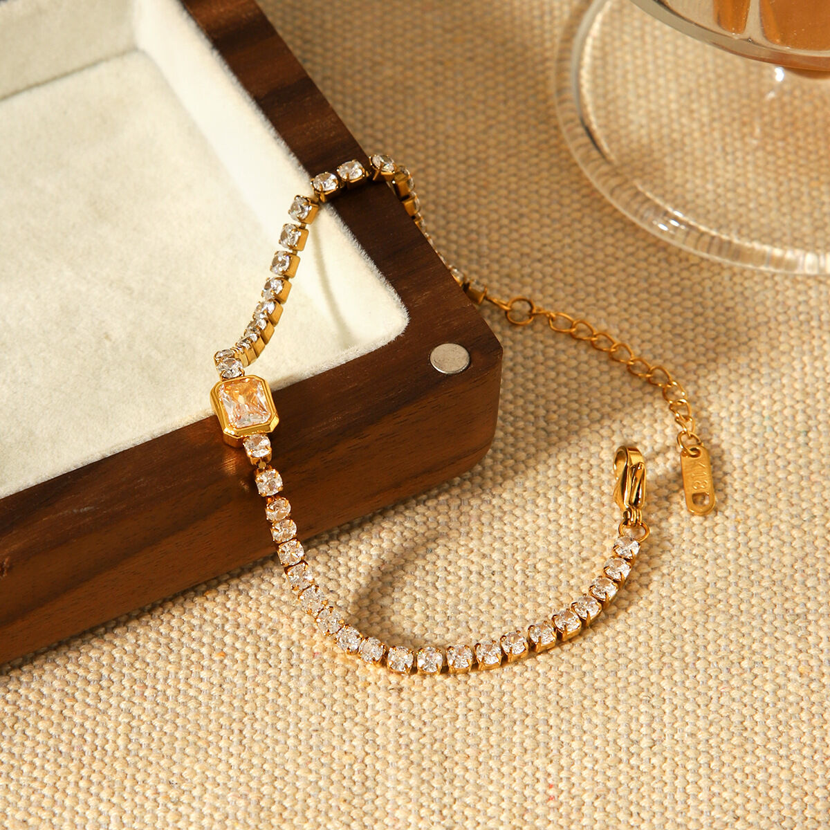 1 Piece Chain Stainless Steel Waterproof Gold Color Zircon Chain Bracelet thumbnail 3