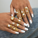 1 Piece Retro Irregular Shape Stainless Steel Waterproof Gold Color Women‘s Gemstone Rings thumbnail 2