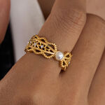 1 Piece Modern Hollowed-out Stainless Steel Waterproof Gold Color Women's Gemstone Rings thumbnail 4