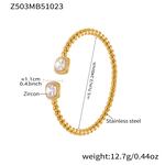 1 Piece Exquisite Shell Stainless Steel Waterproof Gold Color Zircon Women's Cuff Bracelets thumbnail 1