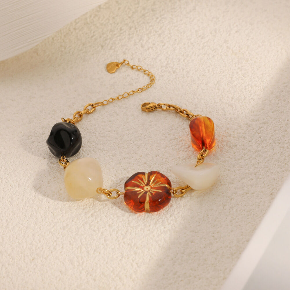 1 Piece Retro Daily Flower Stainless Steel Women's Chain Bracelets