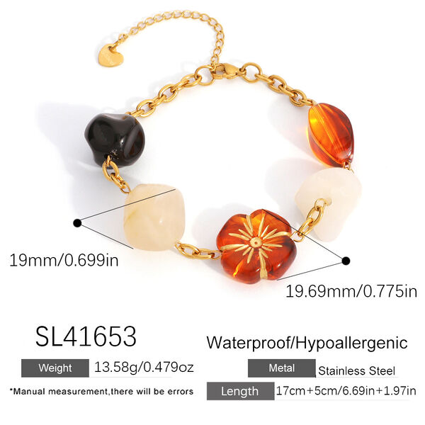 1 Piece Retro Daily Flower Stainless Steel Women's Chain Bracelets - 1