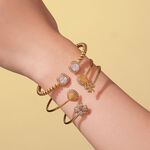 1 Piece Exquisite Shell Stainless Steel Waterproof Gold Color Zircon Women's Cuff Bracelets thumbnail 4