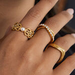 1 Piece Modern Hollowed-out Stainless Steel Waterproof Gold Color Women's Gemstone Rings thumbnail 3