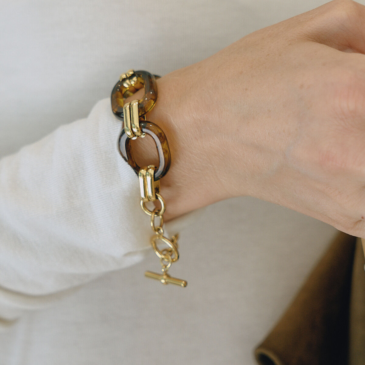 1 Piece Classic Gradient Color Stainless Steel Waterproof Acrylic Women's Chain Bracelets thumbnail 3