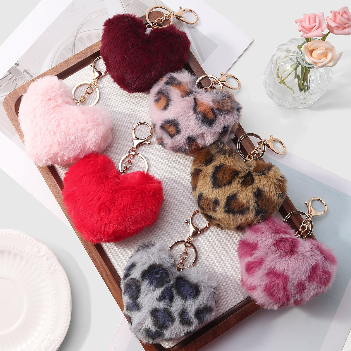 1 Piece Plush Heart Bag Charm 2