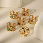 1 Piece Simple Retro Irregular Shape Stainless Steel Waterproof Gold Color Women's Statement Rings thumbnail 3