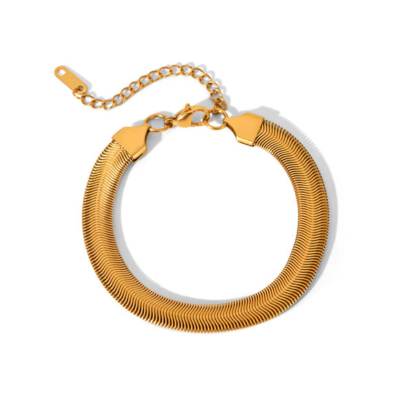 1 Piece Twist Chain Stainless Steel Waterproof Gold Color Chain Bracelet - 1
