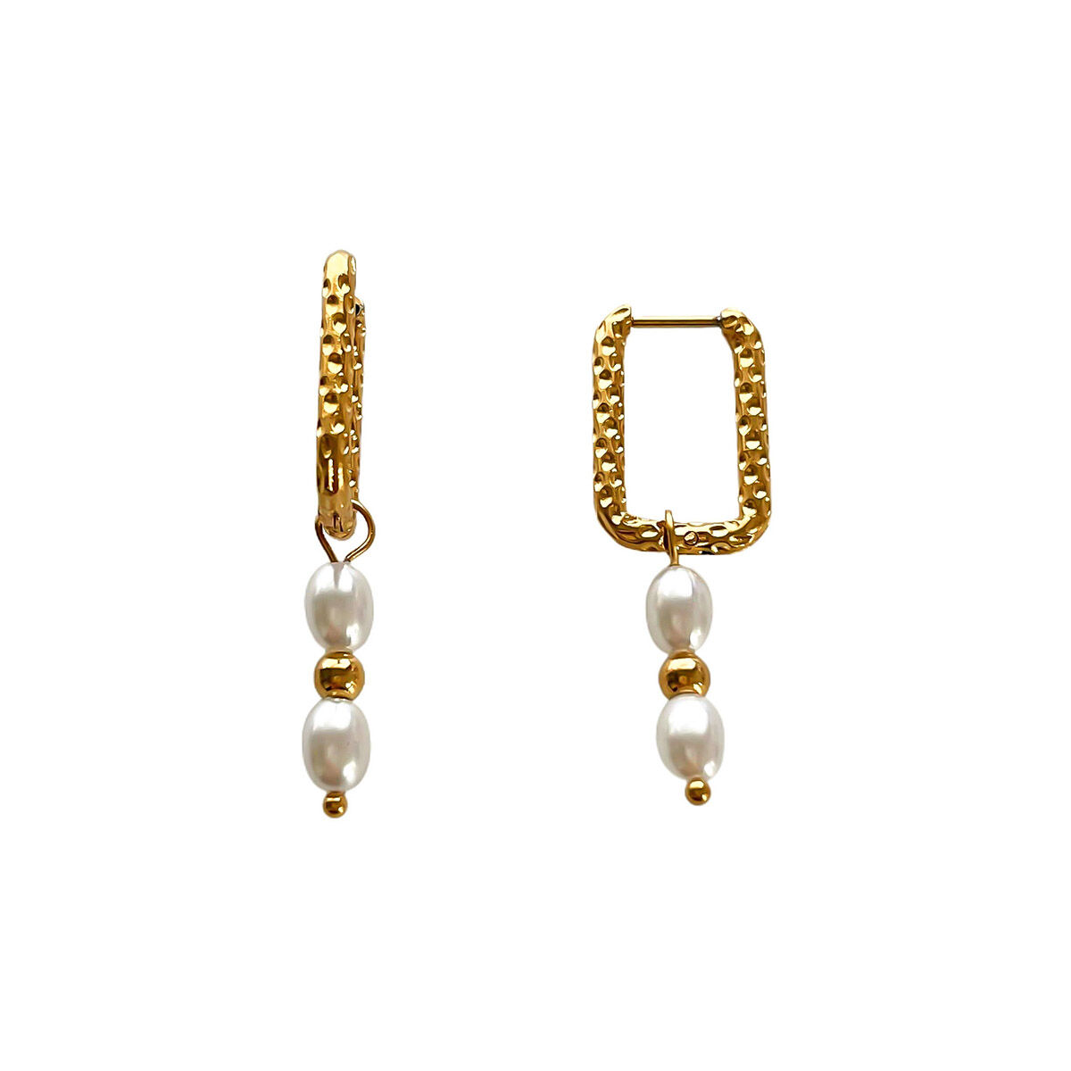1 Pair Pearl Gold Color Beads Earrings thumbnail 1