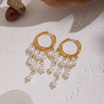 1 Pair Elegant Tassel Stainless Steel Waterproof Gold Color Pearl Beads Earrings thumbnail 2