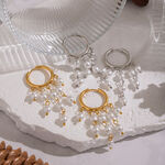 1 Pair Elegant Tassel Stainless Steel Waterproof Gold Color Pearl Beads Earrings thumbnail 4
