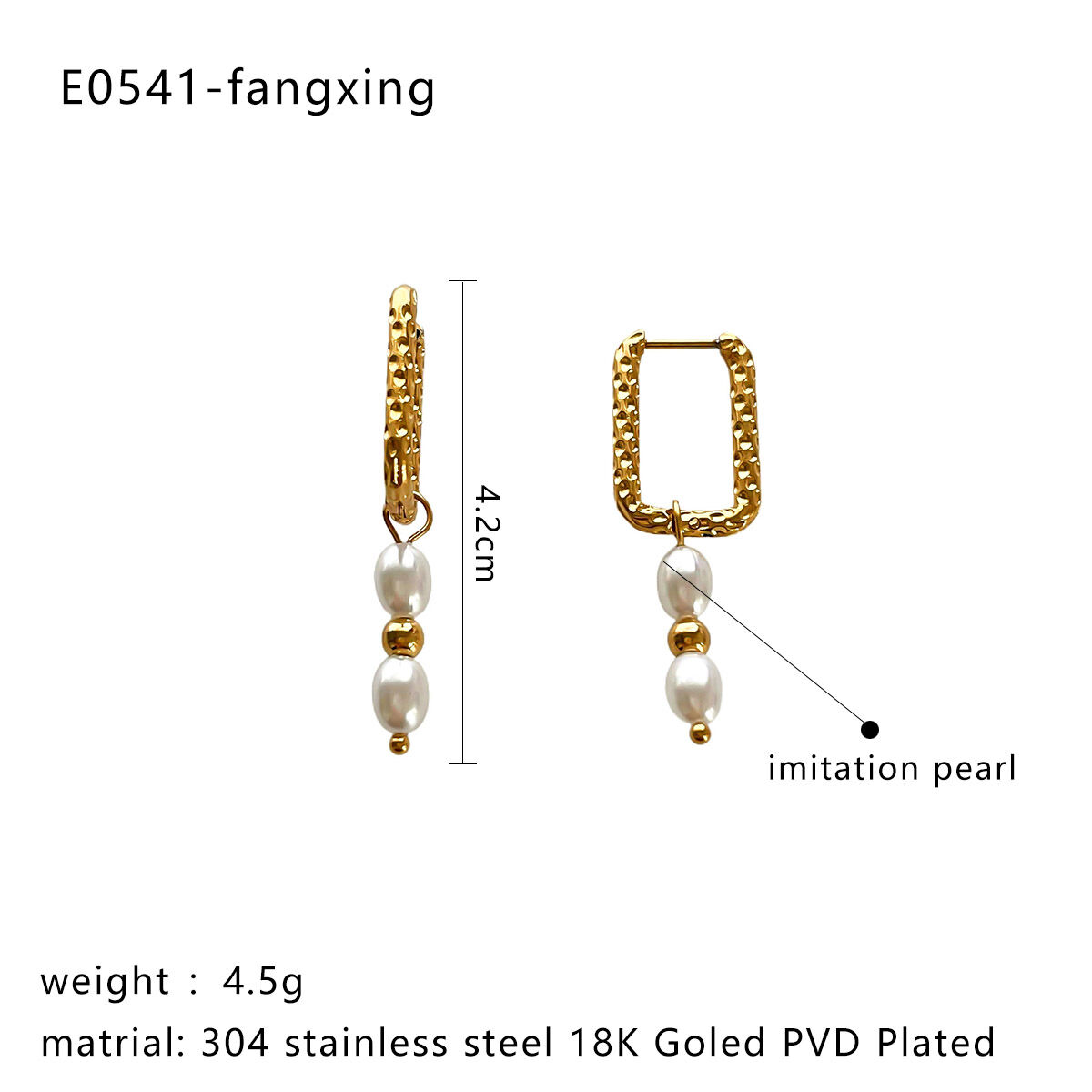 1 Pair Pearl Gold Color Beads Earrings thumbnail 2