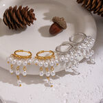 1 Pair Elegant Tassel Stainless Steel Waterproof Gold Color Pearl Beads Earrings thumbnail 3