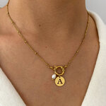 1 Piece Letter Stainless Steel Waterproof Gold Color Pearl Pendant Necklace thumbnail 3