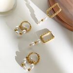 1 Pair Pearl Gold Color Beads Earrings thumbnail 5