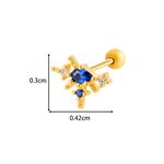 Shining Butterfly Copper Gold Color Zircon Women's Piercing Earrings thumbnail 2