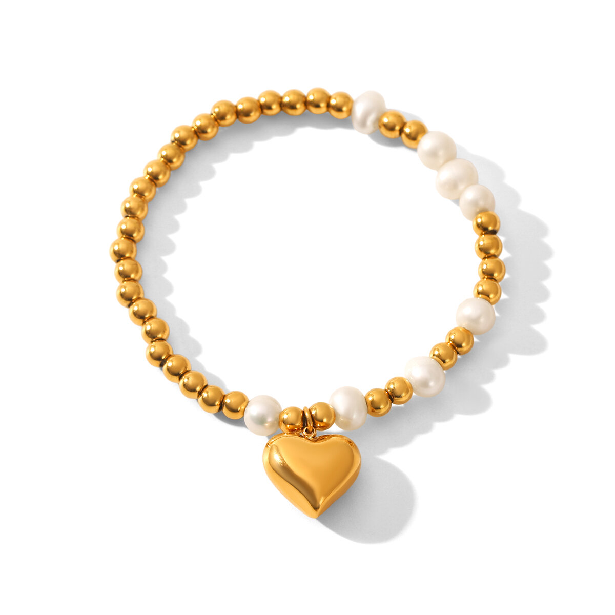 1 Piece Romantic  Heart Mixed Gold Color And Silver Colors Stainless Steel Waterproof   Women's Bangles thumbnail 1