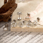 Delicate Butterfly Copper Gold Color Zircon Women's Piercing Earrings thumbnail 3