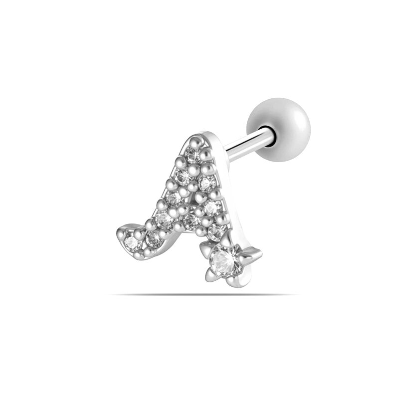 Classic Letter Copper Gold Color Zircon Women's Piercing Earrings - 1