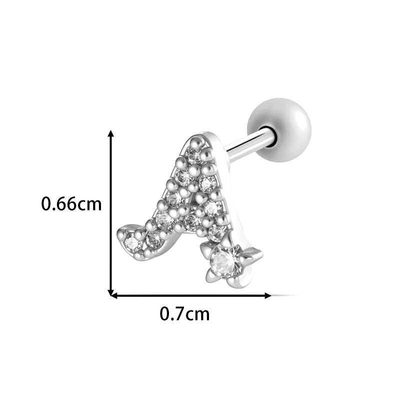 Classic Letter Copper Gold Color Zircon Women's Piercing Earrings thumbnail 2