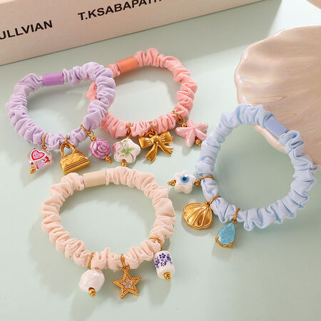 Colorful Bow Knot Stainless Steel Gold Color Shell Waterproof&Anti-tarnish Women's Scrunchies 2