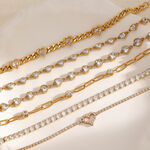 Shining Stainless Steel Waterproof Gold Color Rhinestone Women's Chain Bracelets thumbnail 3