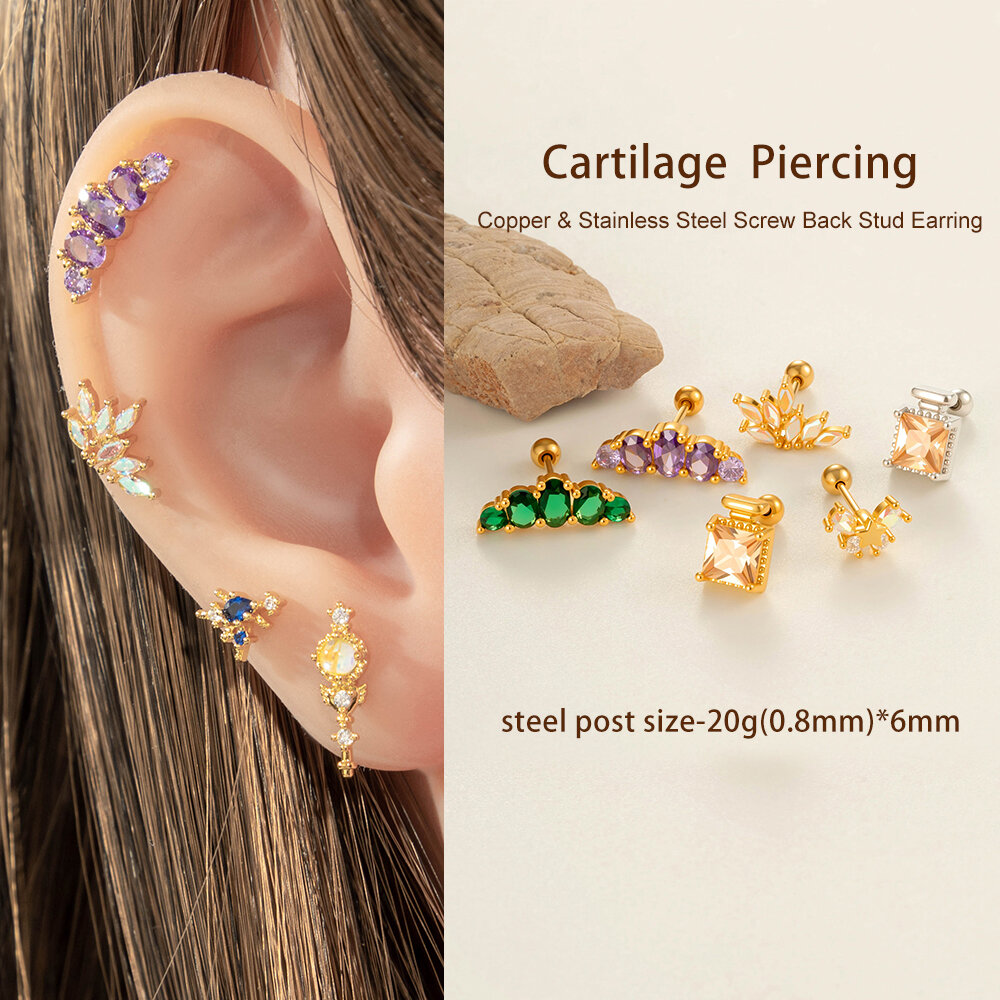 Radiated Butterfly Copper Gold Color Zircon Women's Piercing Earrings thumbnail 4