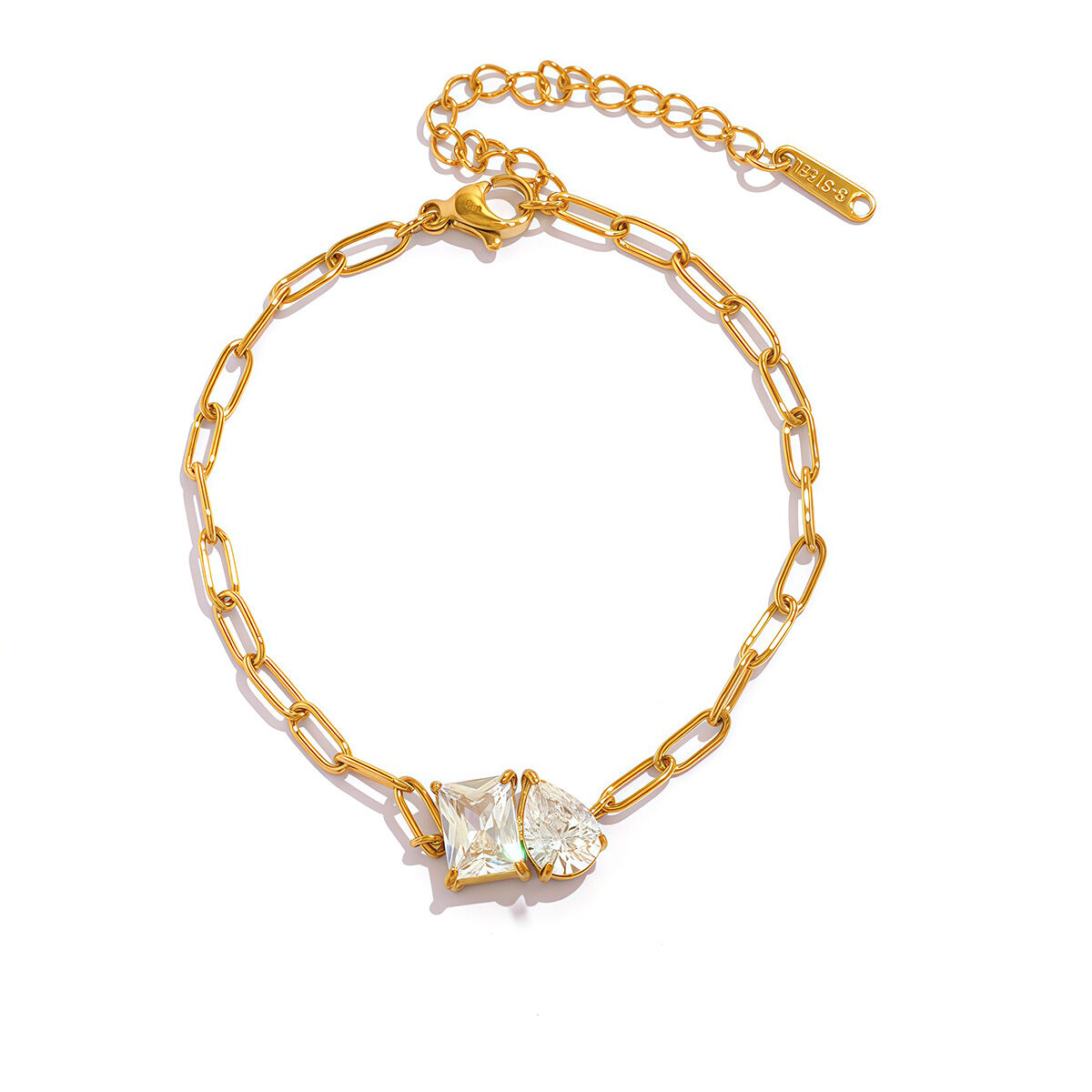 Simple Daily Irregular Shape Stainless Steel Waterproof   Gold Color  Women's Bracelets Sets