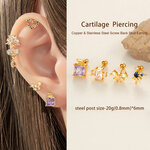 Shining Butterfly Copper Gold Color Zircon Women's Piercing Earrings thumbnail 4