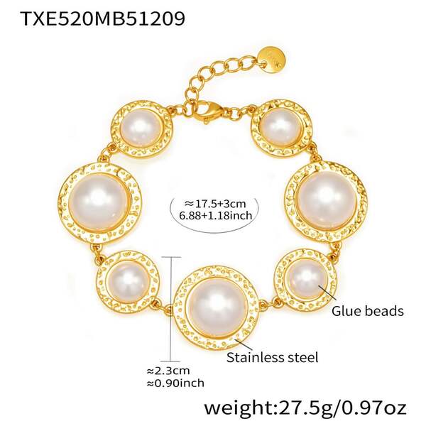 Gorgeous Circle Stainless Steel Gold Color Waterproof Anti - Tarnish Charm Bracelets - 1
