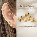 Simple Star Copper Gold Color Zircon Women's Piercing Earrings thumbnail 5