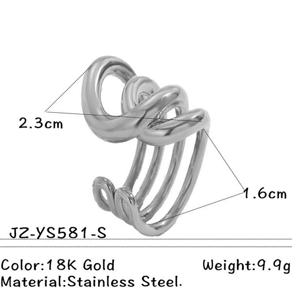1 Piece Classic Irregular Shape Stainless Steel Waterproof Gold Color Statement Ring - 1