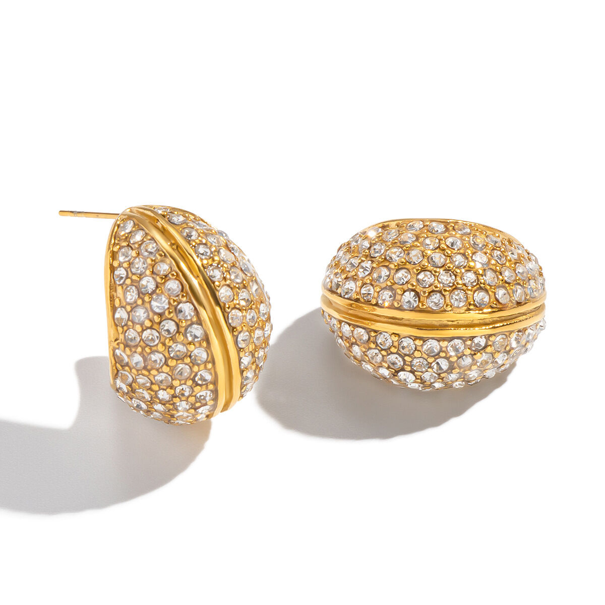 1 Pair Luxurious Stainless Steel Waterproof Gold Color  Rhinestone Stud Earrings thumbnail 4