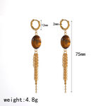 Chic Natural Stone Tassel Stainless Steel Waterproof Gold Color Women's Beads Earrings thumbnail 5