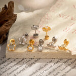 Delicate Butterfly Copper Gold Color Zircon Women's Piercing Earrings thumbnail 5