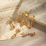 Designable Series Copper Gold Color Zircon Women's Piercing Earrings thumbnail 5