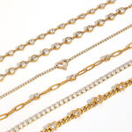 Shining Stainless Steel Waterproof Gold Color Rhinestone Women's Chain Bracelets thumbnail 4