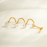 Minimalsit Rectangle Titanium Alloy Gold Color Zircon Women's Nose Stud thumbnail 3