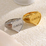 Heart Shape Stainless Steel Waterproof Signet Rings thumbnail 2